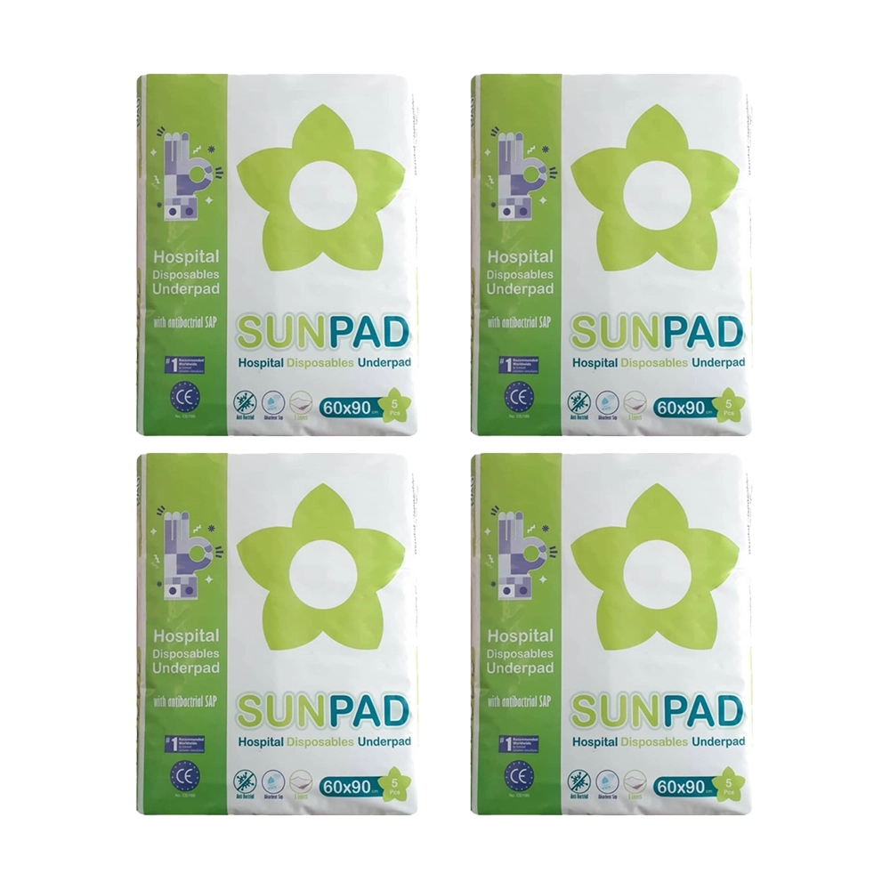 سان پد - پک 4 تایی - بسته 5عددی پک 4 تایی پد زیرانداز یکبارمصرف سان پد Sun Pad